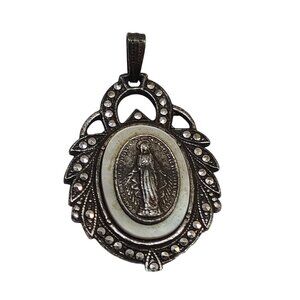 Vintage Religious Silver Jesus Pendant Virgin Mary Sterling Charm Catholic